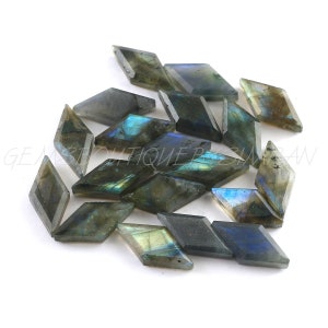 8 Pieces~~Labradorite Flat Faceted Diamond Shape Briolettes~~Labradorite Fancy Briolettes~~9*18mm approx