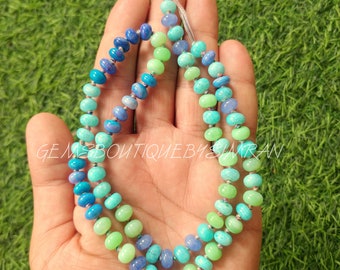 16/18/20 Inches Knotted Multi Gemstone Smooth Rondelles, Rainbow Color Multi Gemstone Smooth Rondelle Beads~~Candy Opal Gemstone beads