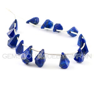 12 Pieces Beautiful Natural Lapis Rough Cut Drops Briolettes, Lapis Drops Briolettes