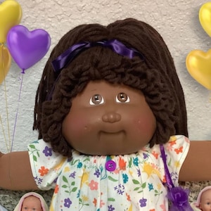 RARE Vintage Cabbage Patch Kid Girl African American 25th Anniversary Brown Hair Brown Eyes Head Mold #2 Gifts For Daughter Sister Wife Girl