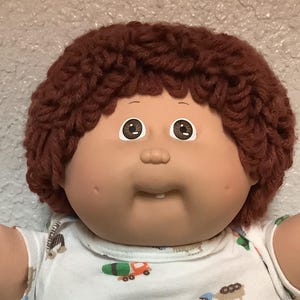 Vintage Cabbage Patch Kid Boy Auburn Hair Brown Eyes Head Mold #5 1986 Collectors Doll Gifts For Girls Daughter Sister Mom Boys Him Son