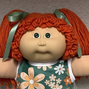 First Edition Vintage Cabbage Patch Kid Girl DBL Hong Kong Red Hair Green Eyes Head Mold #1 Collectibles Gifts For Mom Girls Grads Friends