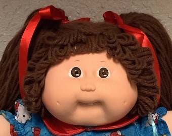 Vintage Cabbage Patch Kid Girl Brown Hair Brown Eyes Head Mold #5 1987 Collectibles Collectors Doll KT Factory Gifts For Girls Moms Grads