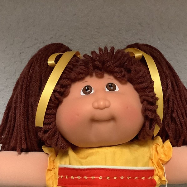 RARE 25Th Anniversary Cabbage Patch Kid Girl Auburn Hair Brown Eyes Head Mold #2 2008 Collectibles Collectors Doll Gifts For Girls Moms