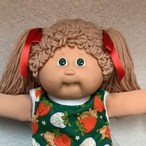 Vintage Cabbage Patch Kid Girl Wheat Poodle Hair Green Eyes Head Mold #5 1985 Collector’s Doll Gifts For Girls Daughter Sister Mom Wife Her