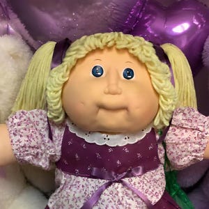 RARE Vintage Cabbage Patch Kid Girl HTF Lemon Hair Blue Eyes Head Mold #12 1987 Collector’s Doll Gifts For Girl Daughter Sister Mom Wife Her