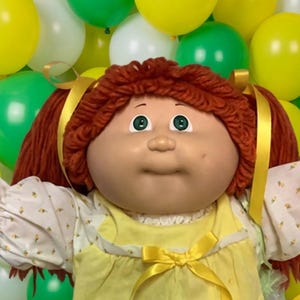 Boneca Cabbage Patch Kid Vintage, Dupla, Hong Kong, Menina, 1ª Edição, Cabelo Ruivo, Olhos Verdes, Molde de Cabeça nº 3, 1983. Presente para Mãe, Filha, Irmã, Esposa e Meninas.