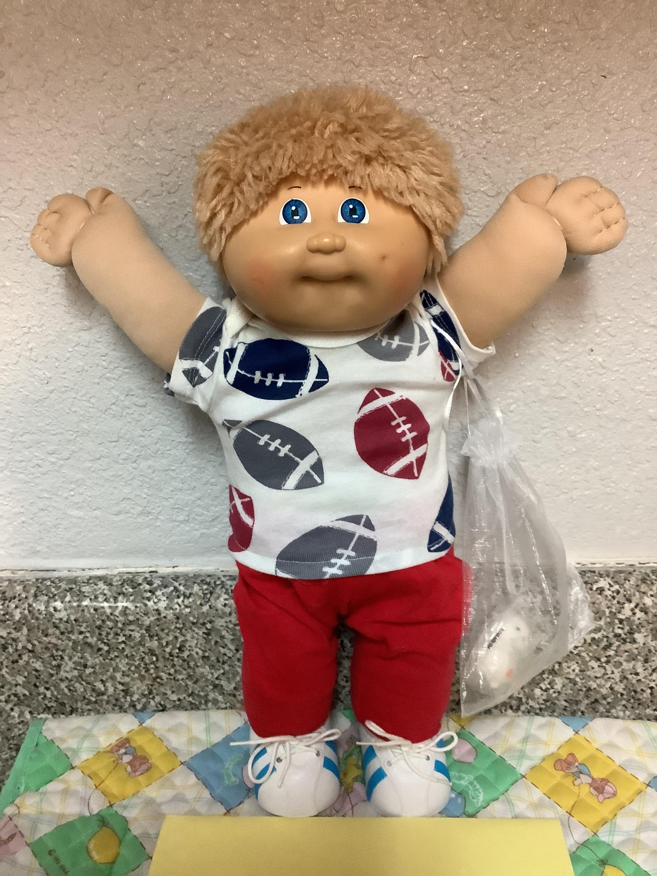 Vintage Cabbage Patch Kid First Edition Boy Wheat Fuzzy Hair Blue  display picture 1