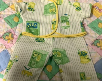 Vintage Handmade Cabbage Patch Kid Boys Pajamas Fits 16 Inch Dolls CPK Nightwear Accessories Clothing Gifts For Girls Mom Daughter Son Him