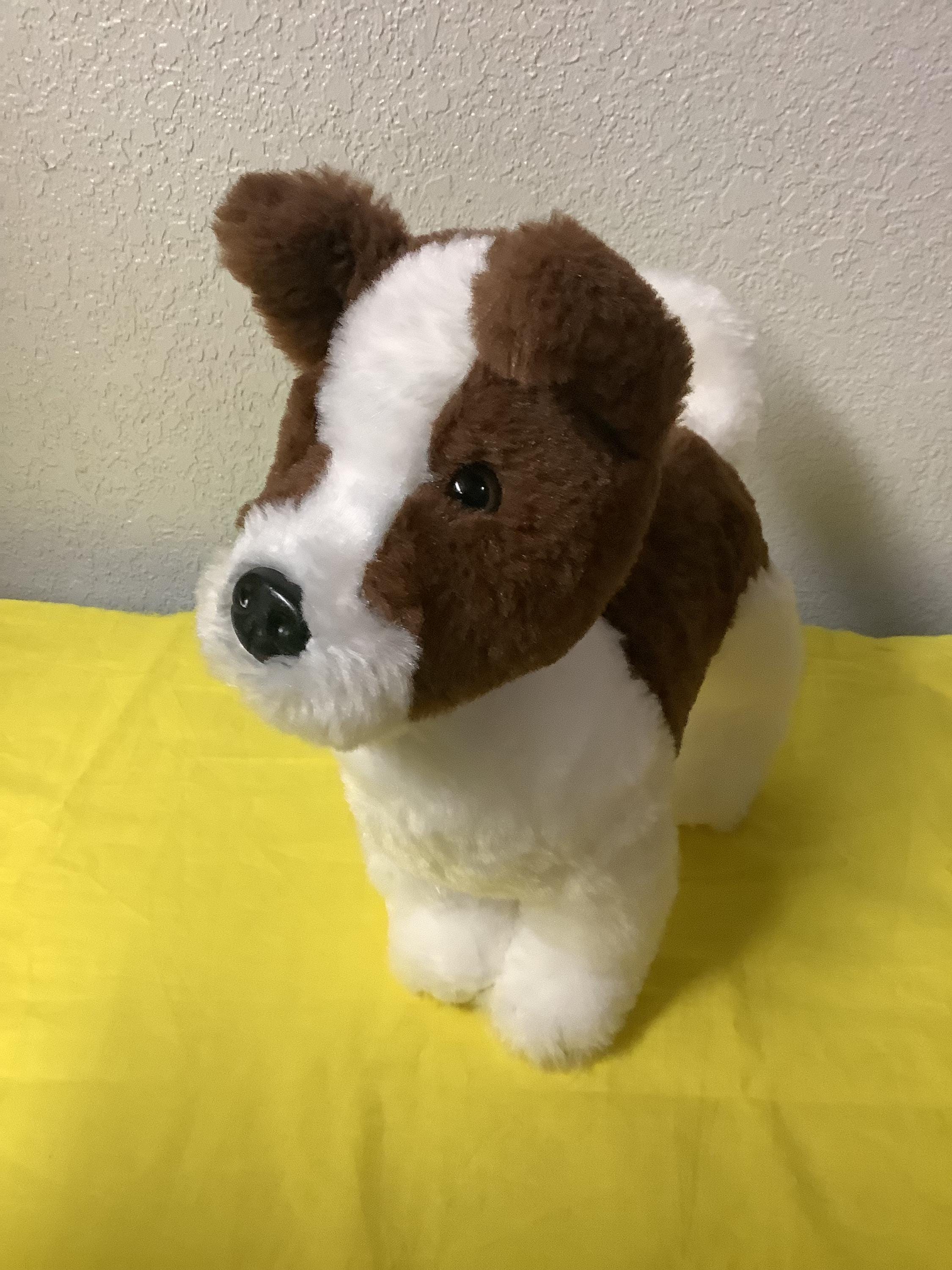 犬のぬいぐるみ 茶色と白 中型 ふれあい動物園 茶色と白の犬のぬいぐるみ ぬいぐるみ 犬好きの方へ