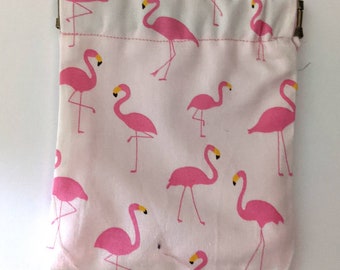 Tropical Jungle Flamingo Pattern Canvas Coin Purse Assorted Change Cash Bag With Zip