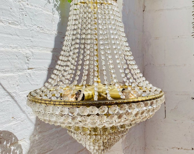 34" LARGE Antique French Empire Chandelier, Crystal, Italian, Stately, Suitable for USA & EU