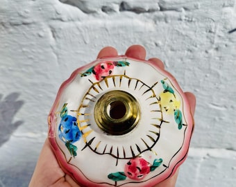 3.75" Antique Capodimonte Porcelain Chandelier Ceiling Canopy Rose Bobeche Dish