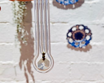 17 Antique Rare Glass Chandelier Prisms Beads Crystals, Geometric Swirl Loop, 4" L