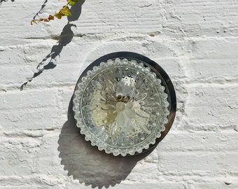 Antique Bubble Glass Flush Mount Light: Mid Century Chrome Sconce