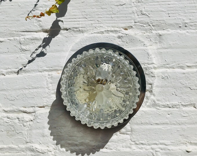 Antique Bubble Glass Flush Mount Light: Mid Century Chrome Sconce