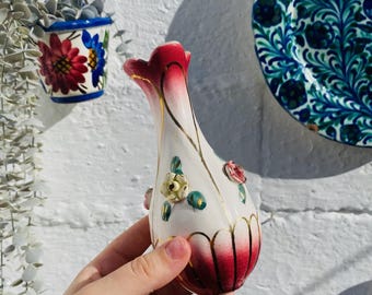 6.5" Antique Pink Porcelain Decorative Rod Cover, Chandelier, Capodimonte, Spacer, Roses, Flowers