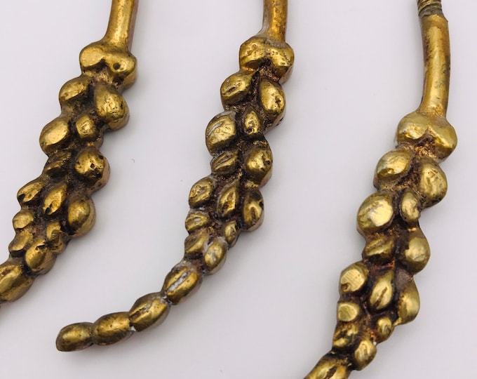 Antique Bronze Chandelier Ornaments: Grape & Wheat Motif, Crystal Garland Parts (Set of 3)