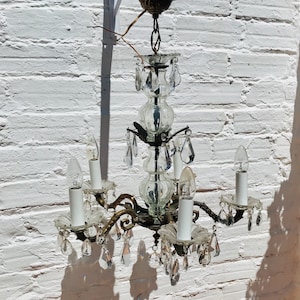 26&quot; LARGE Antique French Candelabra, Arm, Candle Chandelier, Bronze, Glass, Crystal, 5 Lights,  Suitable for USA & EU