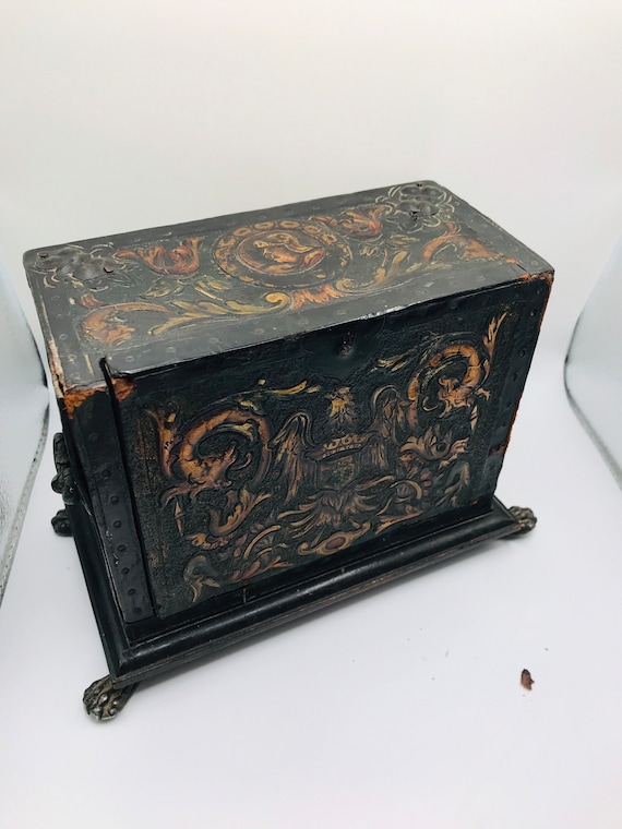 希少なアンティーク シガレット ディスペンサー、レザー、木製