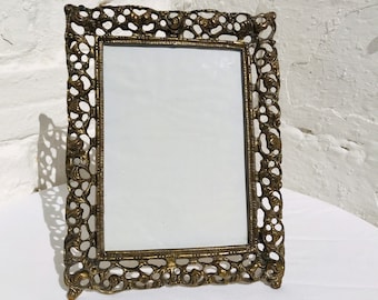 10" x 7.75" Antique Ornate Bronze Picture Photo Frame, French, Spanish, Scroll, Rococo