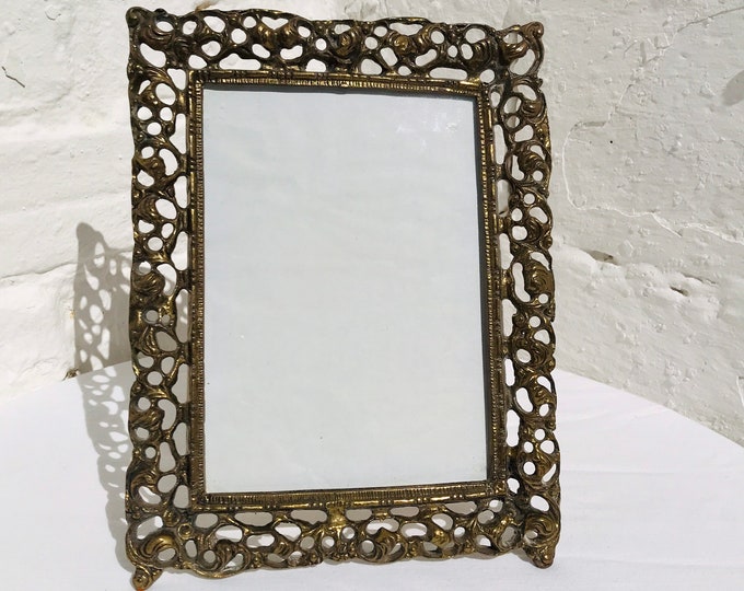 10" x 7.75" Antique Ornate Bronze Picture Photo Frame, French, Spanish, Scroll, Rococo