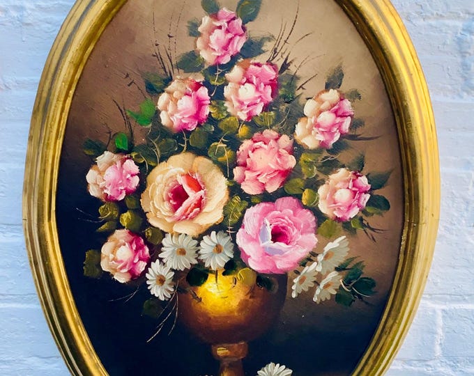 Antique Floral Oil Painting: Signed Impressionist Art, Gilt Frame