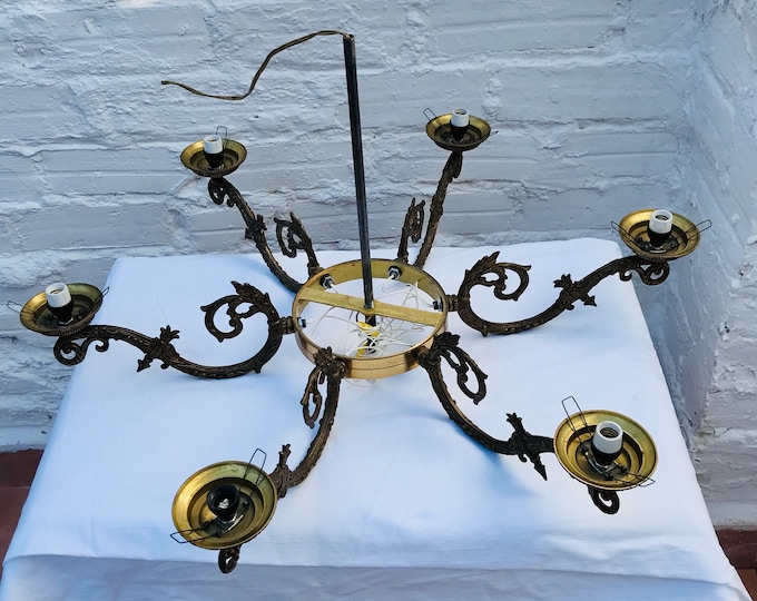 6 Antique Bronze Chandelier ARMS Wireway Central Hub Parts Restore Repair