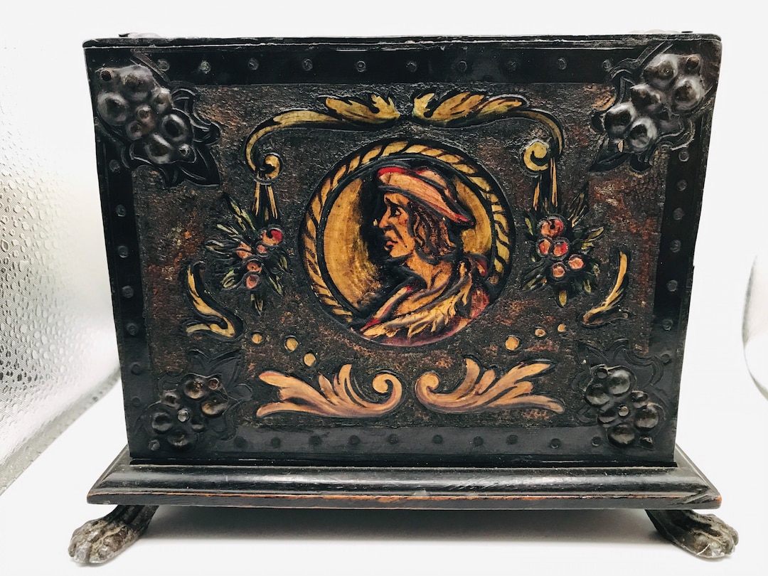 RARE Antique Cigarette Dispenser, Leather, Wooden, Victorian