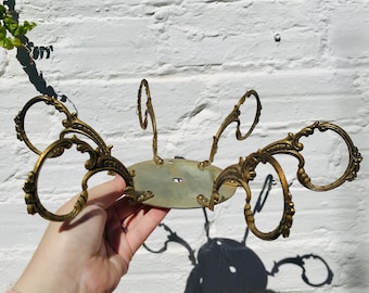 Antique Bronze Chandelier Branches: Crystal Garland Parts, Spanish Salvage