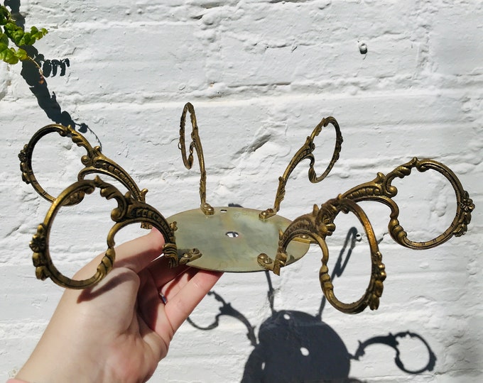 Antique Bronze Chandelier Branches: Crystal Garland Parts, Spanish Salvage