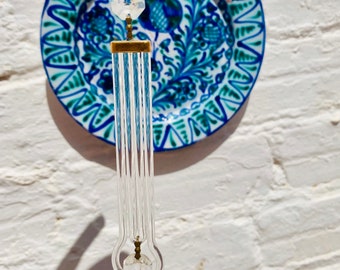 16 Antique Rare Glass Chandelier Prisms Beads Crystals, Geometric Swirl Loop, 6" L