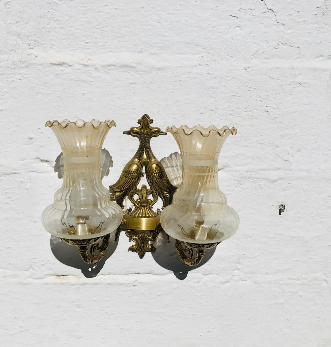 11 X 12 Antique Brass Bronze Wall Sconce BIRD PEACOCK Etsy