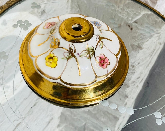 5.5" Antique White Gold Porcelain Chandelier Canopy Bobeche, Capodimonte, Parts, Dish