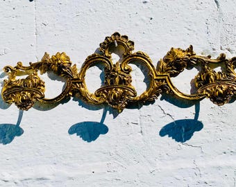 Antique Sand Cast Bronze COAT RACK HANGER French Spanish Italian, Ornate, Rococo, 3 Hooks