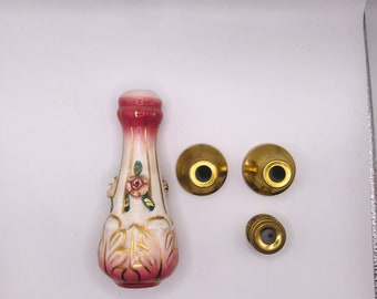 8.5" Antique Pink Capodimonte Decorative Chandelier Body Spacer, Porcelain Flowers, Roses