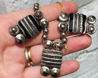 18 Vintage North African Silver Tone Square Beads Lot Tribal Jewelry Salvage Spain