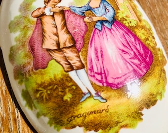 Limoges Porcelain Plaque: Fragonard Style, Antique Sconce Part