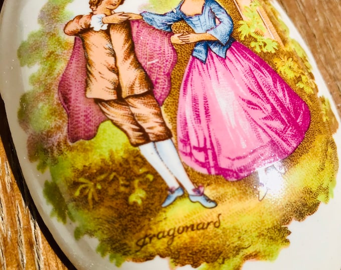 Limoges Porcelain Plaque: Fragonard Style, Antique Sconce Part