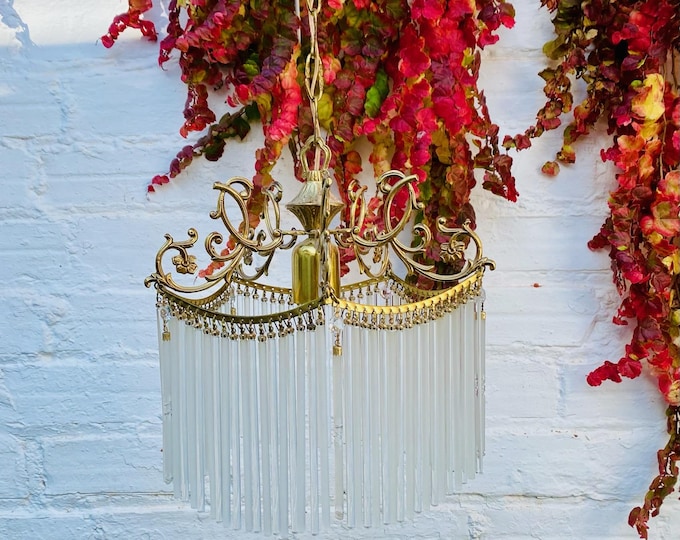 Antique Murano Glass Prism Chandelier: Small French Tiered Light