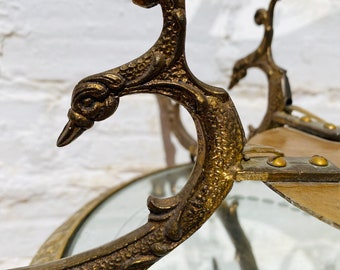 5 Antique Chandelier Arms w Wireway, DUCK, Acanthus Bronze Part Restore Repair