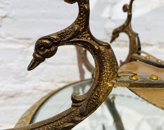 5 Antique Chandelier Arms w Wireway, DUCK, Acanthus Bronze Part Restore Repair