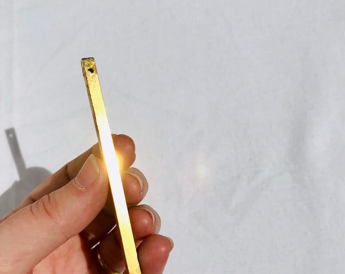 Lot of 17 -- 3.75" Antique Long Rectangular Gold Chandelier Prisms, Beads, Metal