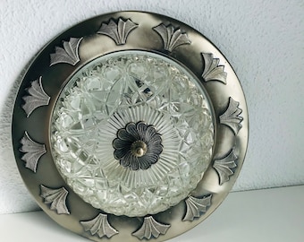 12.5" Antique Silver Cut Crystal Crystal Flush Mount Ceiling Light Fixture