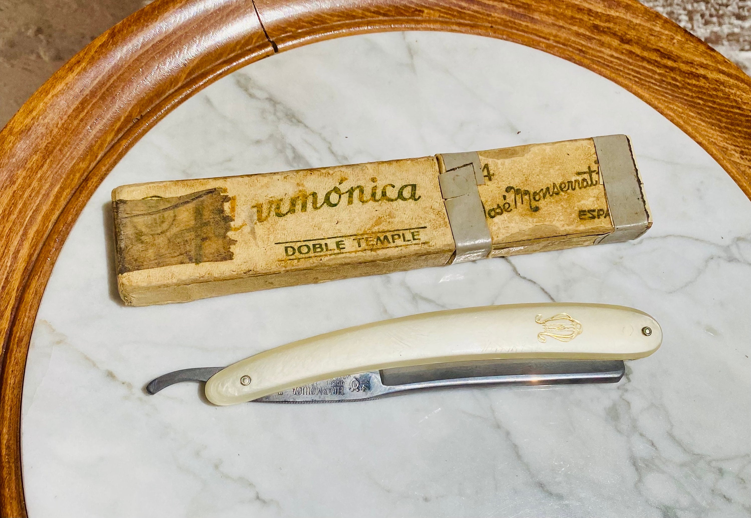 (1・4）■2 西洋剃刀 FILARMONICA フィラモニカ / 古いカミソリ 理容 床屋  未使用 デットストック 西洋剃刀 まとめて2本◇フィラモニカ