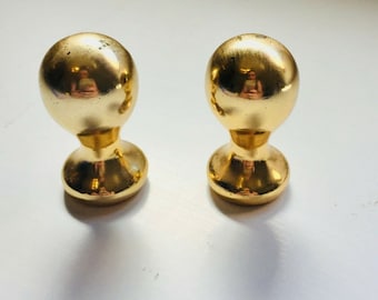 Pair Vintage Mid Century Brass Finial, Chandlier, Lamp, Tip, Topper, 2 in, Gold