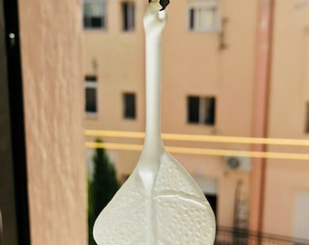 3 rare leaves leaf motif antique frosted glass chandelier prisms beads 3.5"