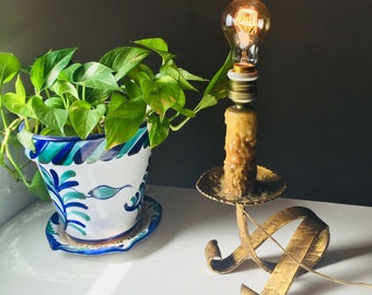 12.5" Antique Spanish Revival Table Lamp Monterey Santa Fe Western Cowboy Light