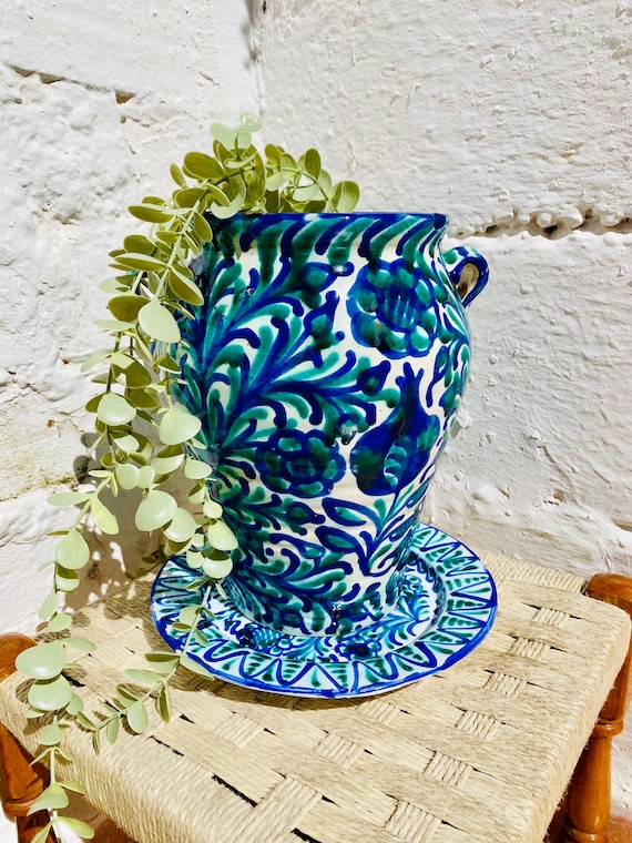 ヴィンテージ ファハラウサ花瓶：本物のスペイン製タラベラ陶器