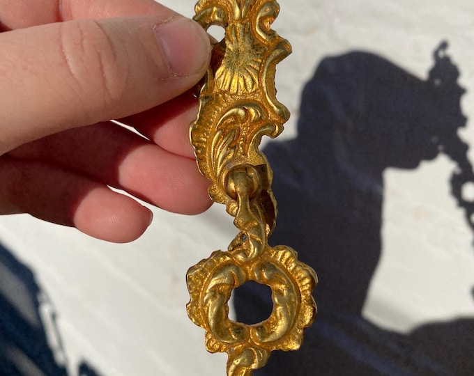 24 Antique 4.5" Gilt Ormolu Bronze Rococo Drawer Pulls Handles Escutcheon Brass
